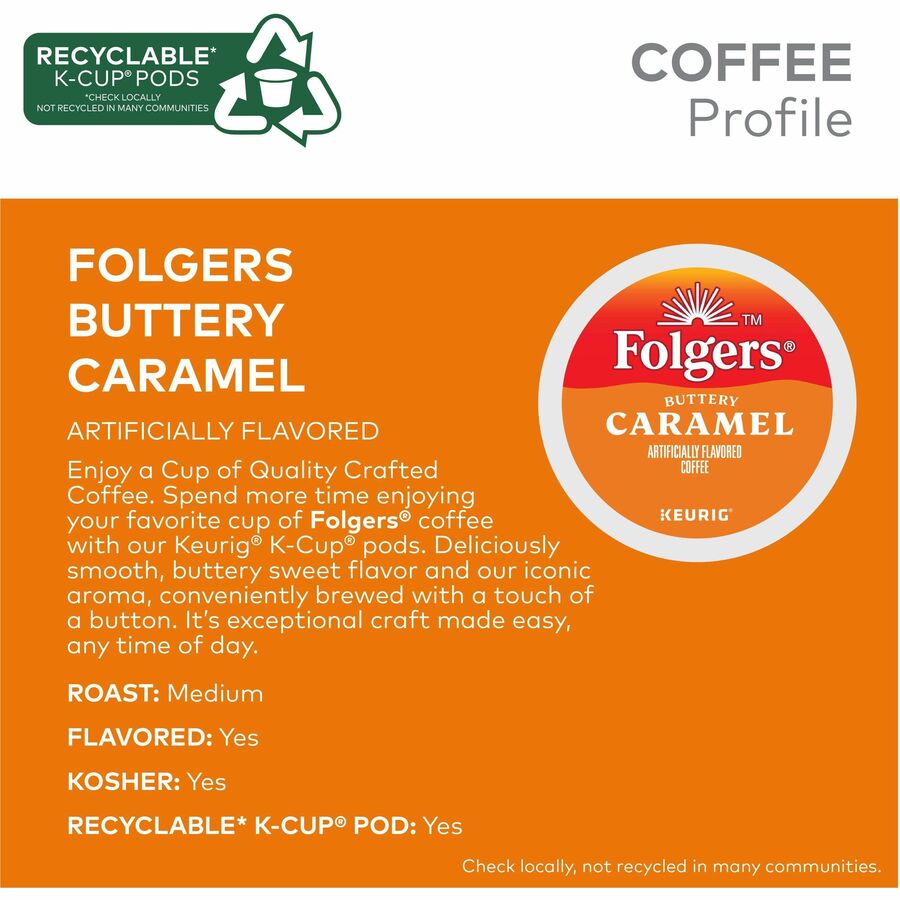Folgers® K-Cup Buttery Caramel Coffee - Compatible with Keurig Brewer - Medium - 24 K-Cup - K-Cup - Buttery Caramel Coff