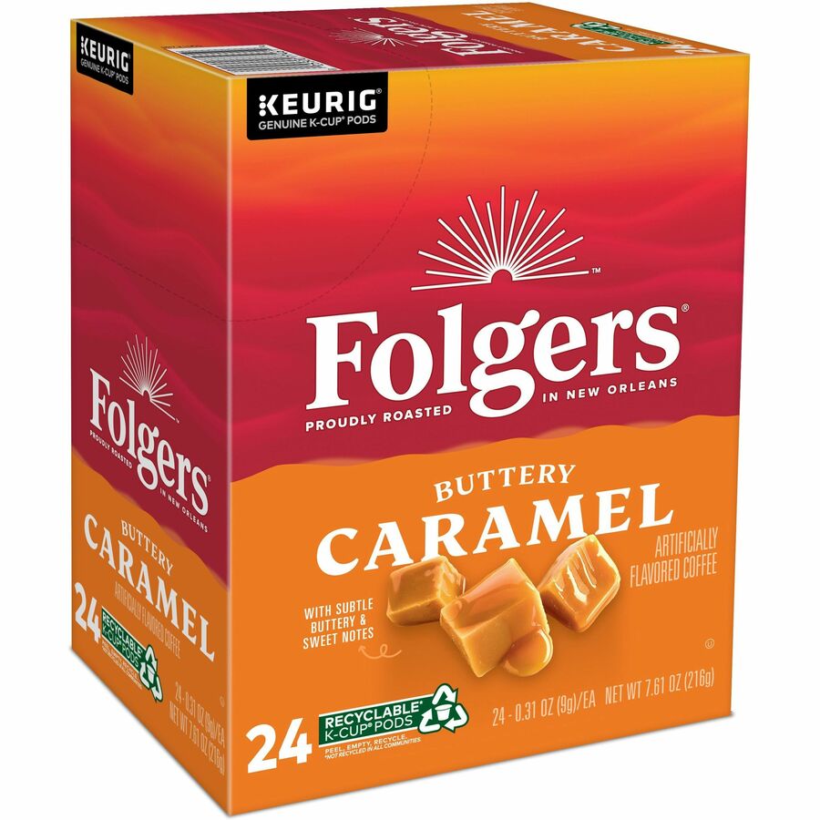 Folgers® K-Cup Buttery Caramel Coffee - Compatible with Keurig Brewer - Medium - 24 K-Cup - K-Cup - Buttery Caramel Coff