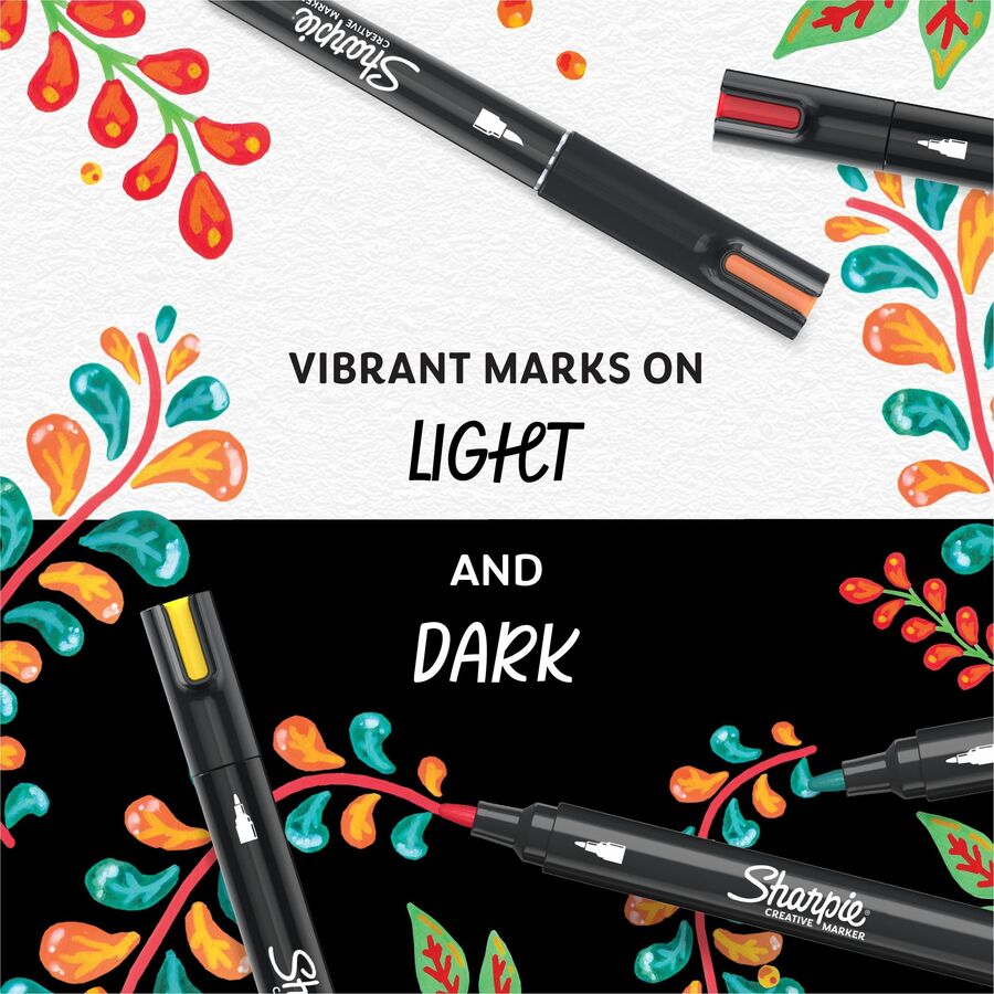 Sharpie Creative Markers, Water-Based Acrylic Markers, Bullet Tip - Assorted Ink - Water Based - Black Barrel - 12 / Pac