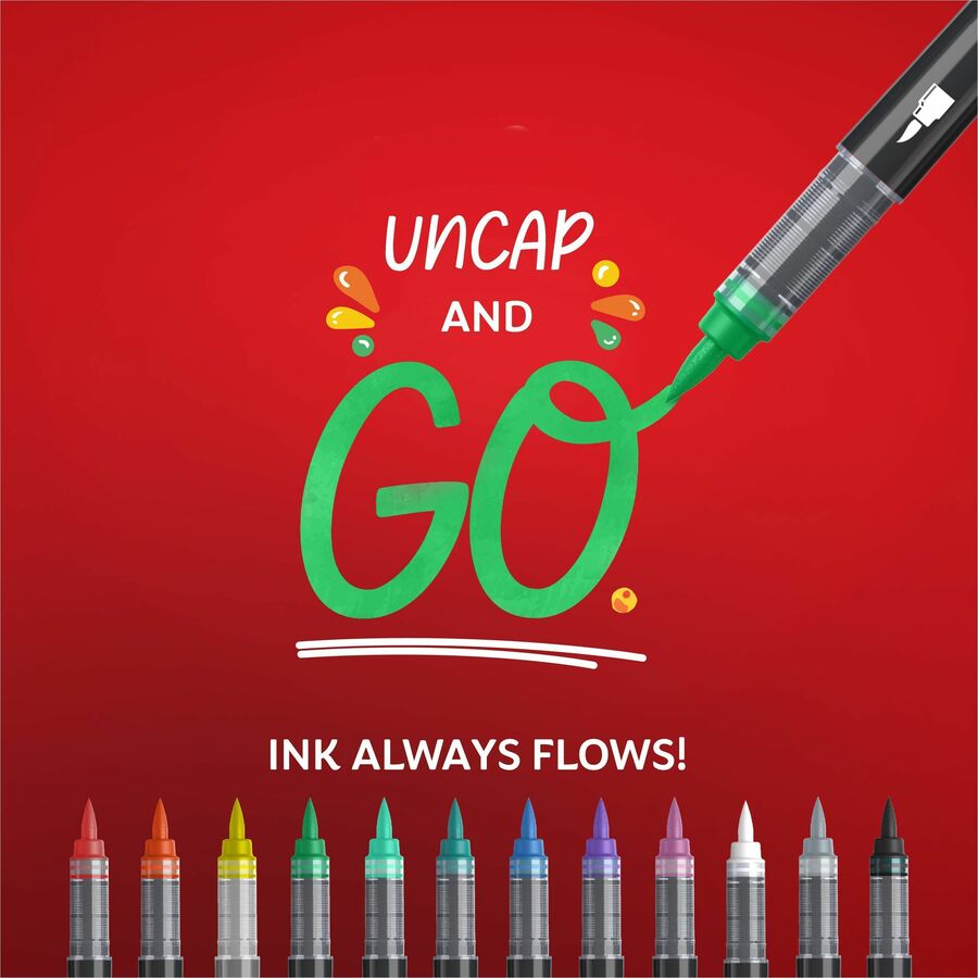 Sharpie Creative Markers, Water-Based Acrylic Markers, Bullet Tip - Assorted Ink - Water Based - Black Barrel - 12 / Pac
