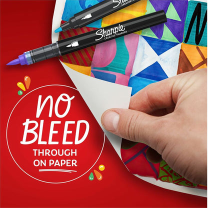 Sharpie Creative Markers, Water-Based Acrylic Markers, Bullet Tip - Assorted Ink - Water Based - Black Barrel - 12 / Pac