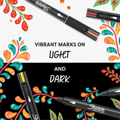Sharpie Creative Markers, Water-Based Acrylic Markers, Brush Tip - Assorted Ink - Water Based - Black Barrel - Multipurp