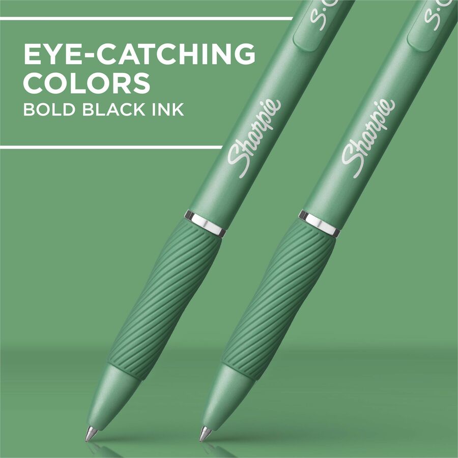 Sharpie S-Gel, Fashion Barrel, Medium Point (0.7mm) - 0.7 mm Medium, Bold Pen Point - Retractable - Black Ink - Gel-base