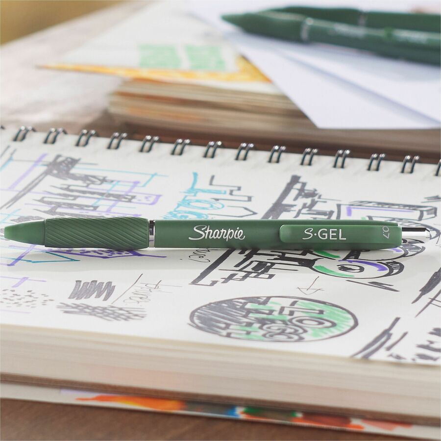 Sharpie S-Gel, Fashion Barrel, Medium Point (0.7mm) - 0.7 mm Medium, Bold Pen Point - Retractable - Black Ink - Gel-base