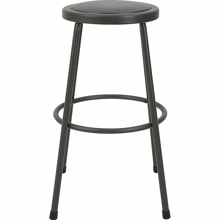 Lorell Metal Shop Stool - Vinyl Seat Material - Light Gray - Metal - 1 Each
