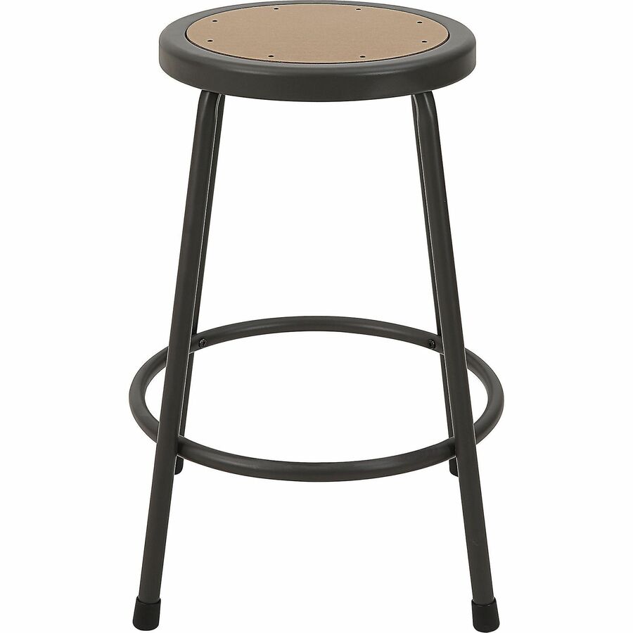 Lorell Metal Shop Stool - Wood, Medium Density Fiber (MDF) Seat Material - Light Gray - Metal - 1 Each