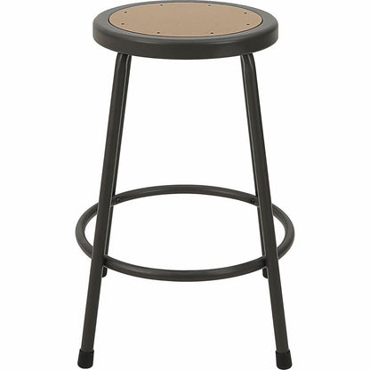 Lorell Metal Shop Stool - Wood, Medium Density Fiber (MDF) Seat Material - Light Gray - Metal - 1 Each