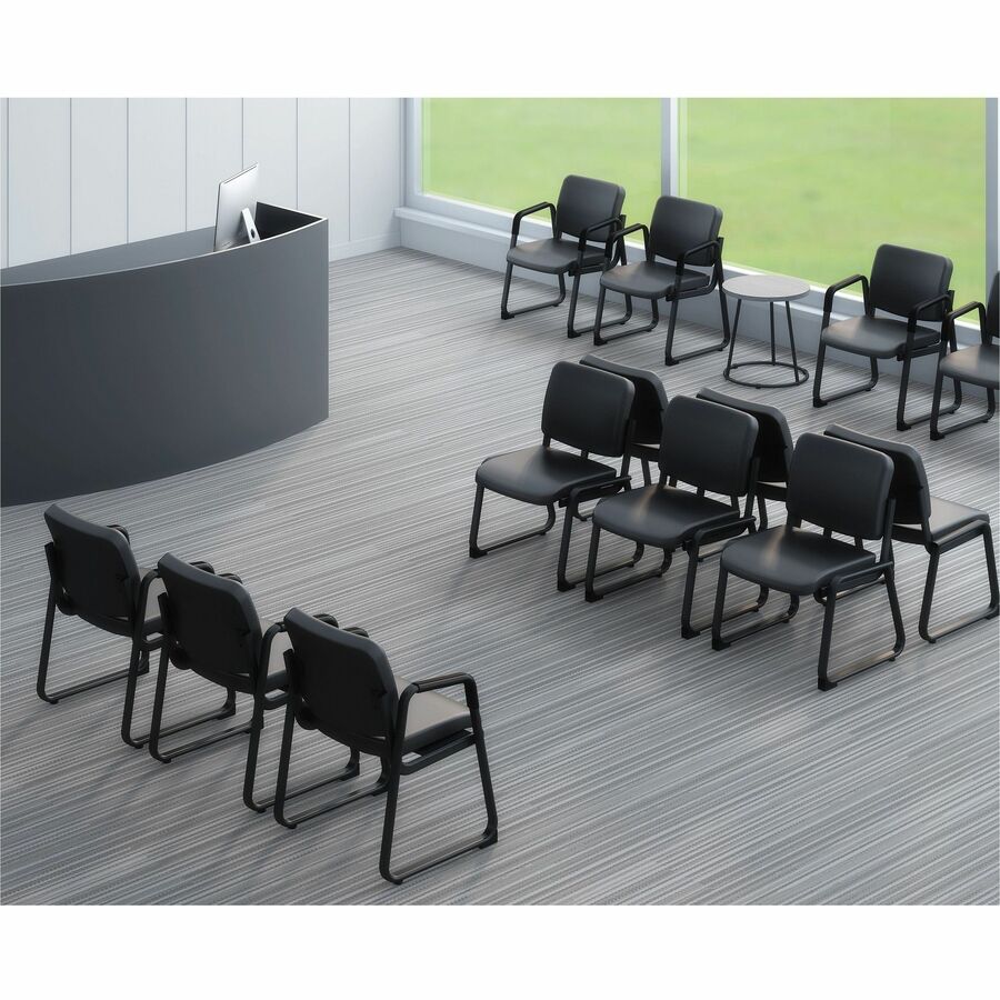 Lorell Deluxe Guest Seating Standard Guest Chair without Arms - Plywood, Leather Seat Material - Plywood, Leather Back M