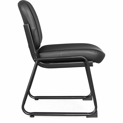 Lorell Deluxe Guest Seating Standard Guest Chair without Arms - Plywood, Leather Seat Material - Plywood, Leather Back M