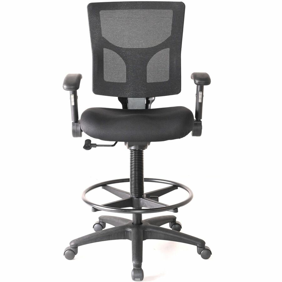 Lorell Conjure Office Stool - Fabric, Polyurethane, Molded Foam Seat Material - Black - Armrest - 1 Each