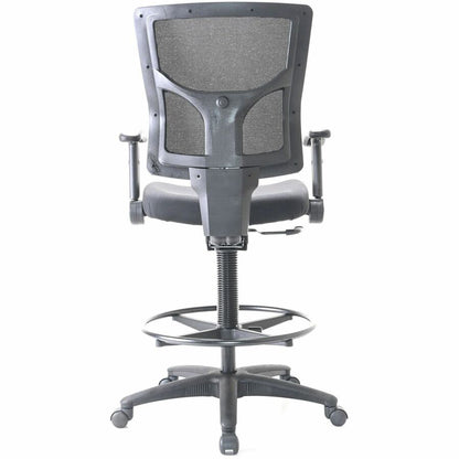 Lorell Conjure Office Stool - Fabric, Polyurethane, Molded Foam Seat Material - Black - Armrest - 1 Each