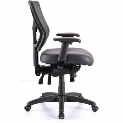 Lorell Conjure Mid-Back Office Chair - Vinyl, Foam, Polyurethane Seat Material - Mid Back - Black - Armrest - 1 Each