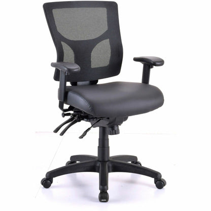 Lorell Conjure Mid-Back Office Chair - Vinyl, Foam, Polyurethane Seat Material - Mid Back - Black - Armrest - 1 Each