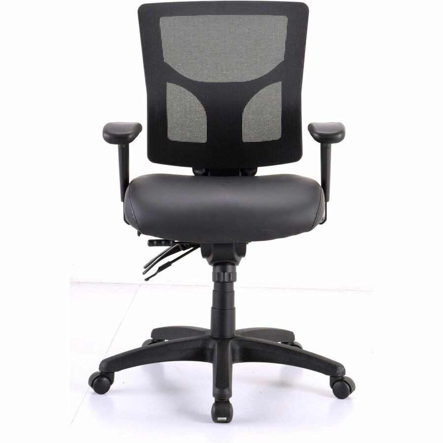 Lorell Conjure Mid-Back Office Chair - Vinyl, Foam, Polyurethane Seat Material - Mid Back - Black - Armrest - 1 Each