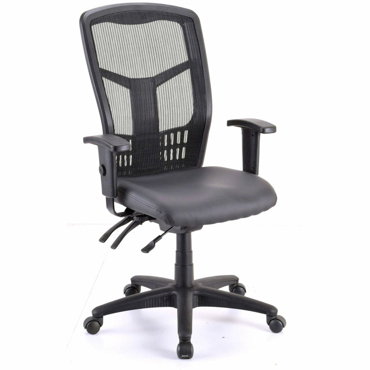 Lorell Executive Antimicrobial High-back Chair - Vinyl Seat Material - Black Frame Color - High Back - 5-star Base - 1 E