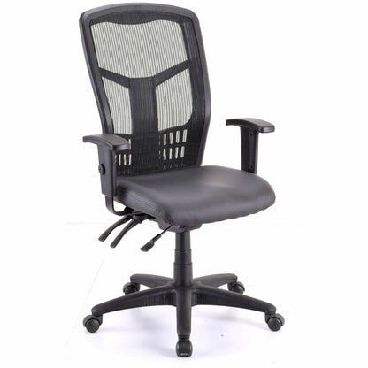 Lorell Executive Antimicrobial High-back Chair - Vinyl Seat Material - Black Frame Color - High Back - 5-star Base - 1 E