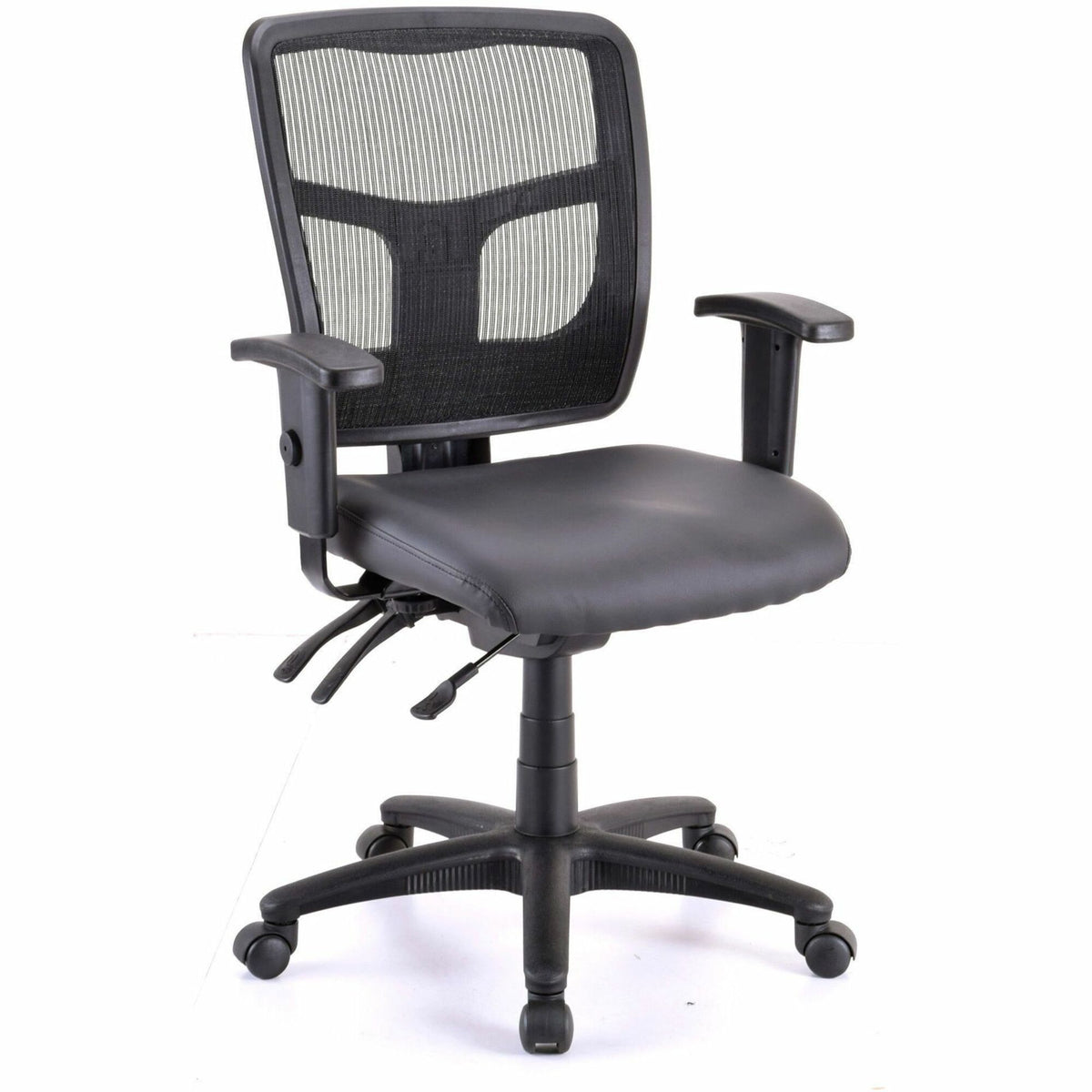 Lorell Executive Antimicrobial Mid-back Chair - Vinyl Seat Material - Black Frame Color - Mid Back - 5-star Base - Black