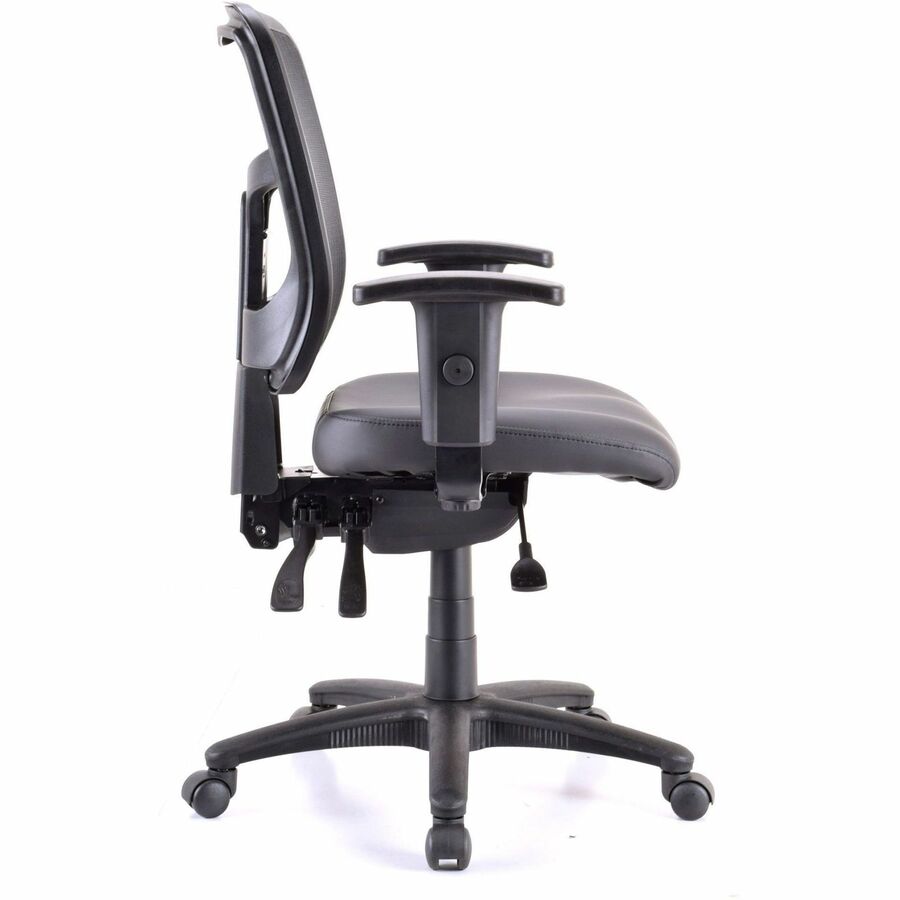 Lorell Executive Antimicrobial Mid-back Chair - Vinyl Seat Material - Black Frame Color - Mid Back - 5-star Base - Black