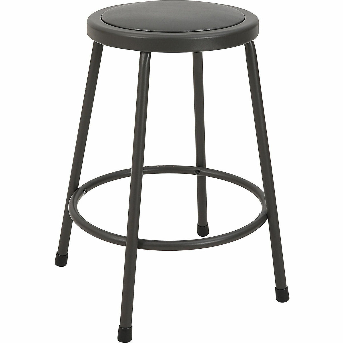 Lorell Metal Shop Stool - Vinyl Seat Material - Light Gray - Metal - 1 Each