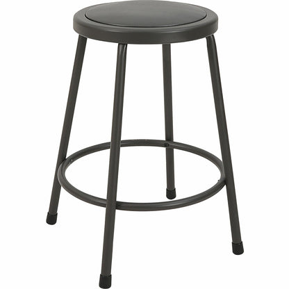 Lorell Metal Shop Stool - Vinyl Seat Material - Light Gray - Metal - 1 Each