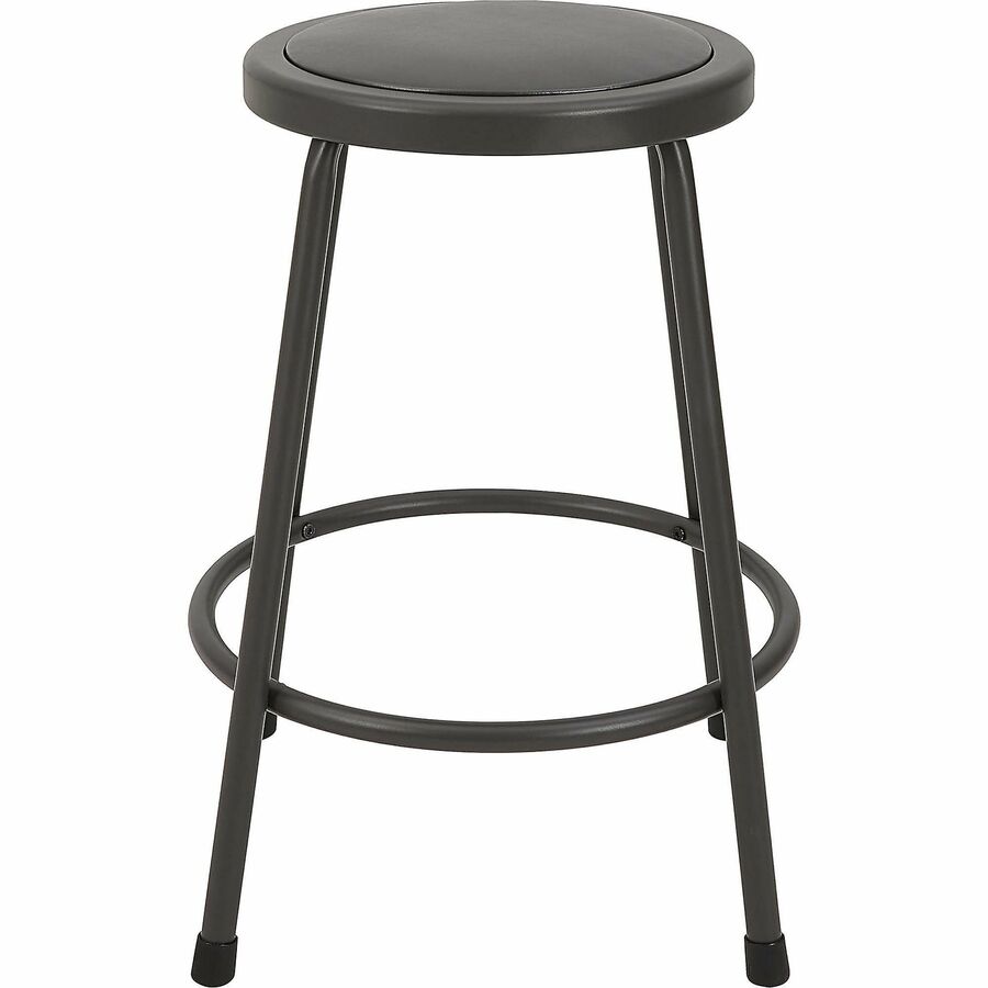 Lorell Metal Shop Stool - Vinyl Seat Material - Light Gray - Metal - 1 Each