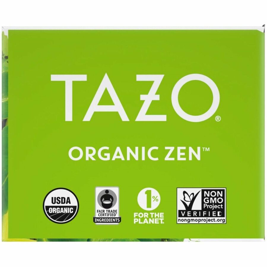 Tazo Regenerative Organic Zen Green Tea Bag - Caffeinated - Organic - 16/Box - 16 / Box