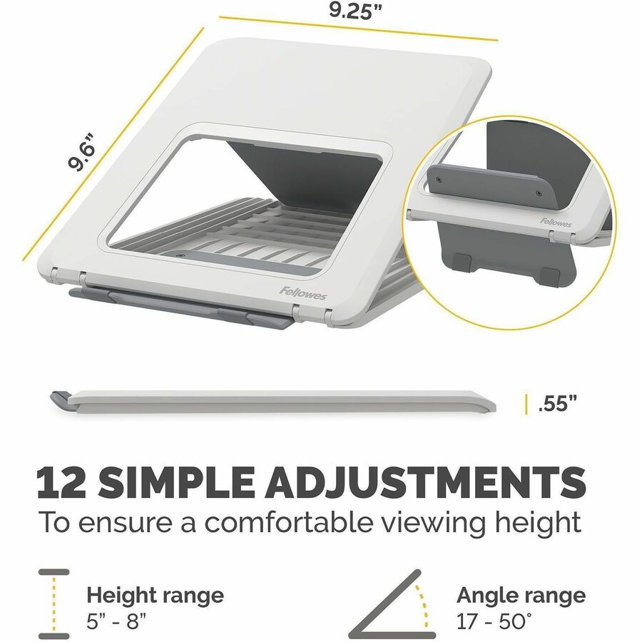 Fellowes Breyta™ Laptop Stands - Up to 14" Screen Support - 8.80 lb Load Capacity - 0.50" Height x 9.20" Width x 10.50" 