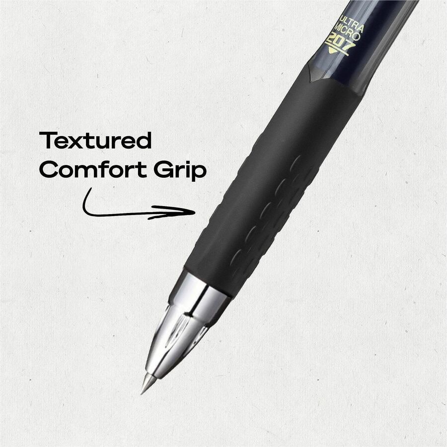 uniball™ 207 Gel Pens - 0.38 mm Pen Point - Retractable - Blue Ink - Pigment-based, Gel-based - Stainless Steel Tip - 12
