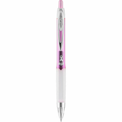 uniball™ 207 Gel Pens - 0.7 mm Medium Pen Point - Retractable - Black Ink - Pigment-based, Gel-based - Pink Barrel - 36 