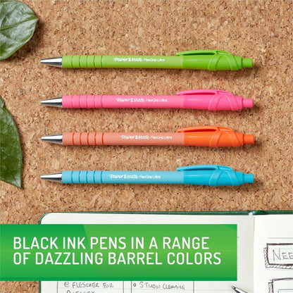 Paper Mate Flexgrip Ultra Recycled Pens - 1 mm Medium Pen Point - Retractable - Black Ink - Green Rubberized, Pink, Oran