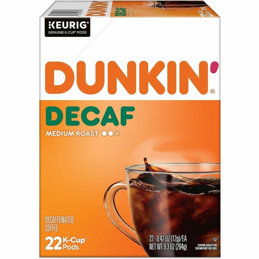 Dunkin'® K-Cup Decaf Coffee - Compatible with Keurig Brewer - Medium - K-Cup - Decaf - Kosher - Decaffeinated - 22 / Box