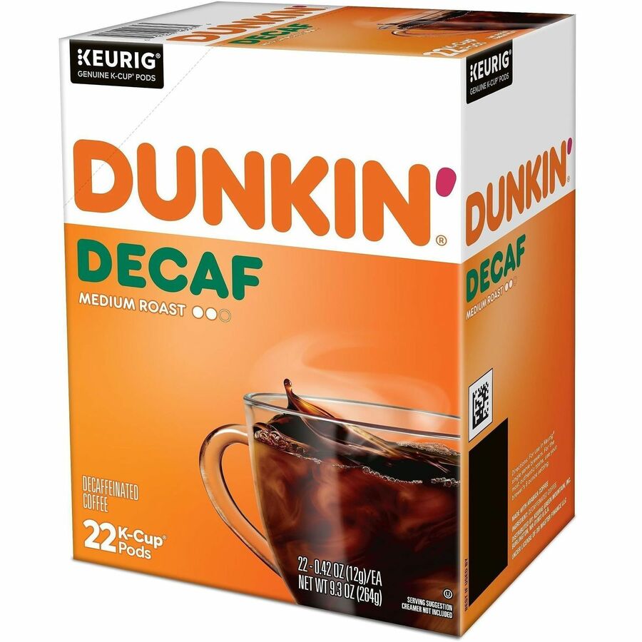 Dunkin'® K-Cup Decaf Coffee - Compatible with Keurig Brewer - Medium - K-Cup - Decaf - Kosher - Decaffeinated - 22 / Box