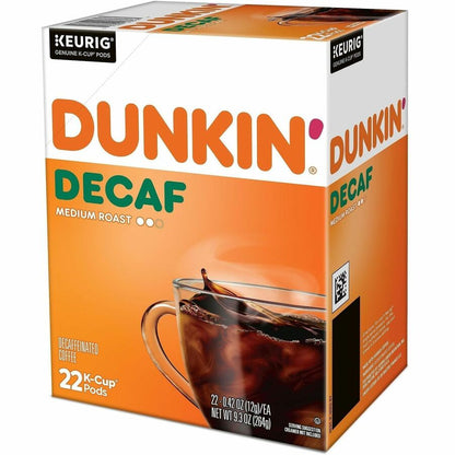 Dunkin'® K-Cup Decaf Coffee - Compatible with Keurig Brewer - Medium - K-Cup - Decaf - Kosher - Decaffeinated - 22 / Box