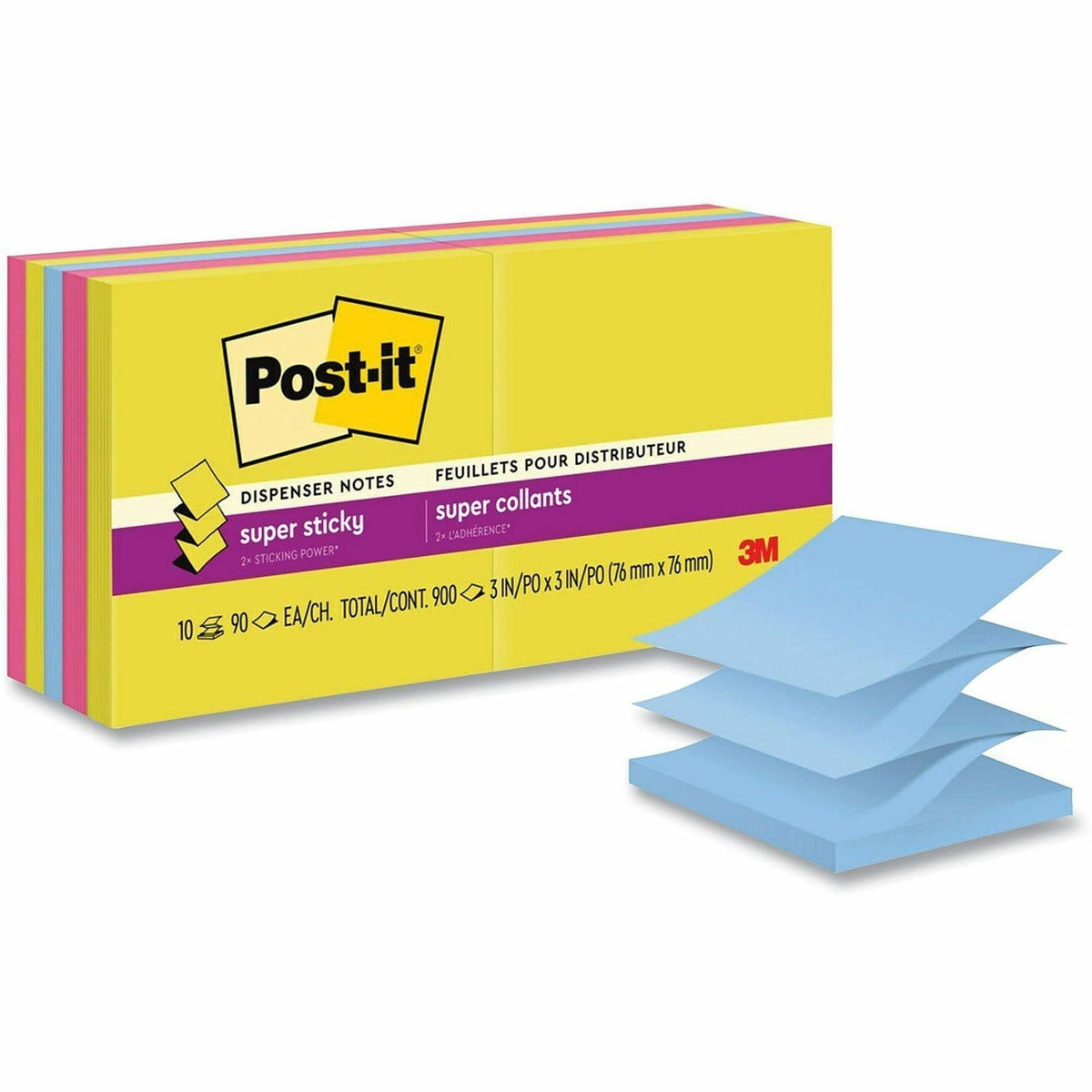 Post-it® Super Sticky Pop-up Notes R330-10SSJOY, 3 in x 3 in (76 mm x 76 mm) - 900 - 3" Flag/Note Width x 3" Flag/Note L