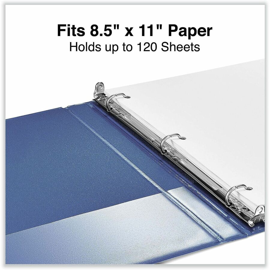 Universal Slant D-Ring View Binder, 3 Rings, 0.5" Capacity, 11 x 8.5, Navy Blue - 1/2" Binder Capacity - Letter - 8 1/2"