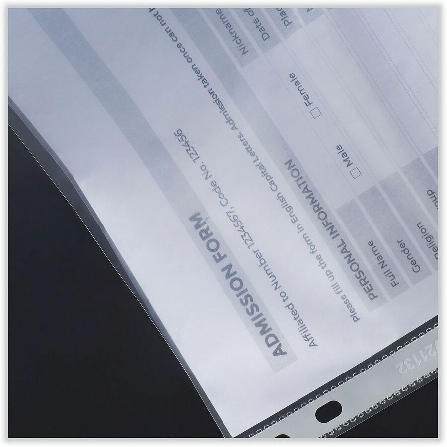 Universal Sheet Protector - Sheet Capacity - For Letter 8 1/2" x 11" Sheet - 3 x Holes - Top Loading - Clear - 100 / Pac