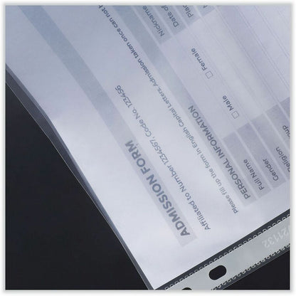 Universal Sheet Protector - Sheet Capacity - For Letter 8 1/2" x 11" Sheet - 3 x Holes - Top Loading - Clear - 100 / Pac