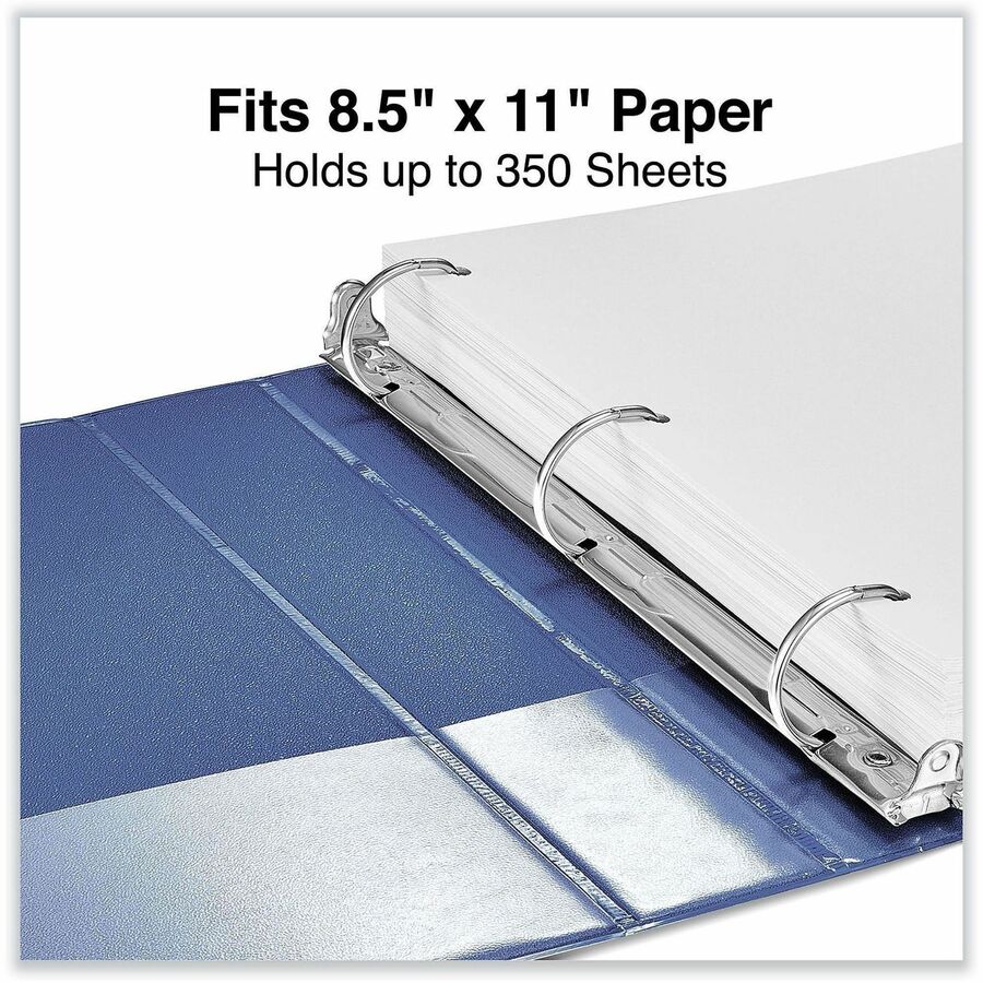 Universal Slant D-Ring View Binder, 3 Rings, 1.5" Capacity, 11 x 8.5, Navy Blue - 1 1/2" Binder Capacity - Letter - 8 1/