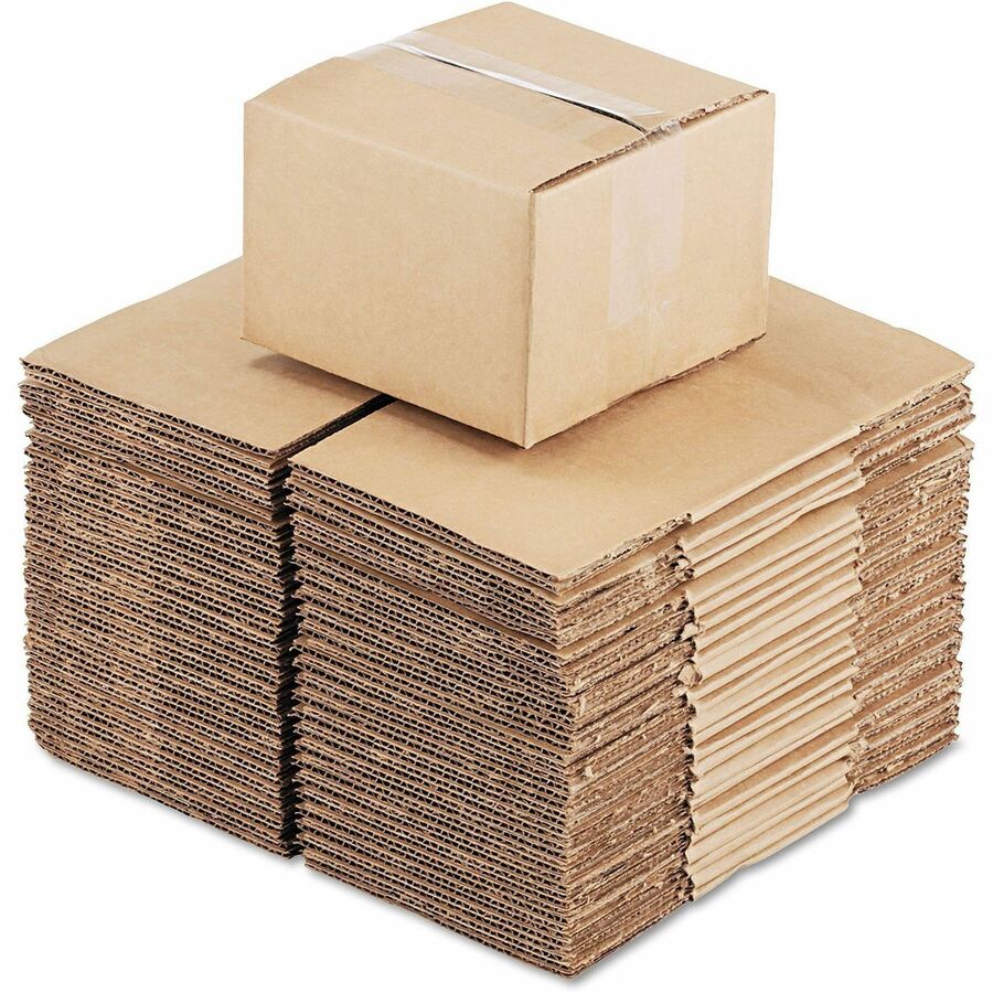 Universal Shipping Case - External Dimensions: 6" Length x 6" Width x 4" Height - Flap Closure - Corrugated Kraft - Brow