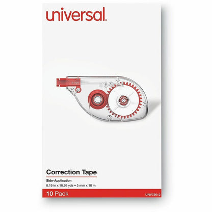Universal Correction Tape - 0.20" Tape Width x 32.83 ft Tape Length - 1 Line(s) - White Tape - Clear, Red Dispenser - 10