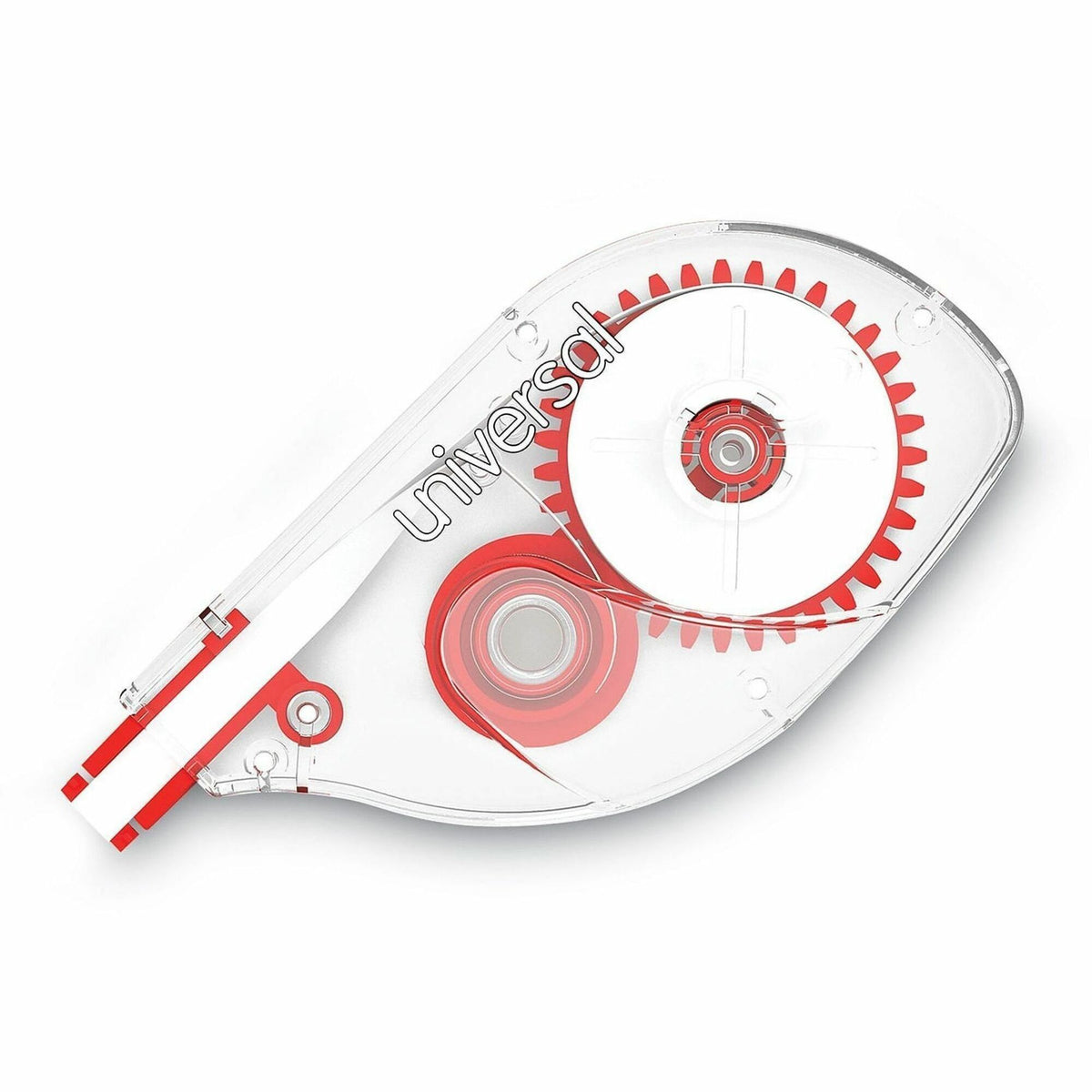 Universal Correction Tape - 0.20" Tape Width x 32.83 ft Tape Length - 1 Line(s) - White Tape - Clear, Red Dispenser - 10