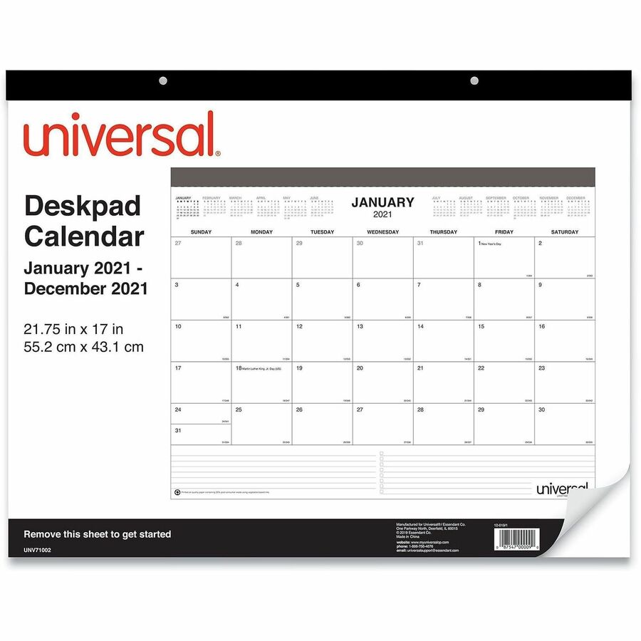 Universal Desk Pad Calendar - Large - Monthly - 12 Month - January 2026 to December 2026 - 1 Month Single Page Layout - 