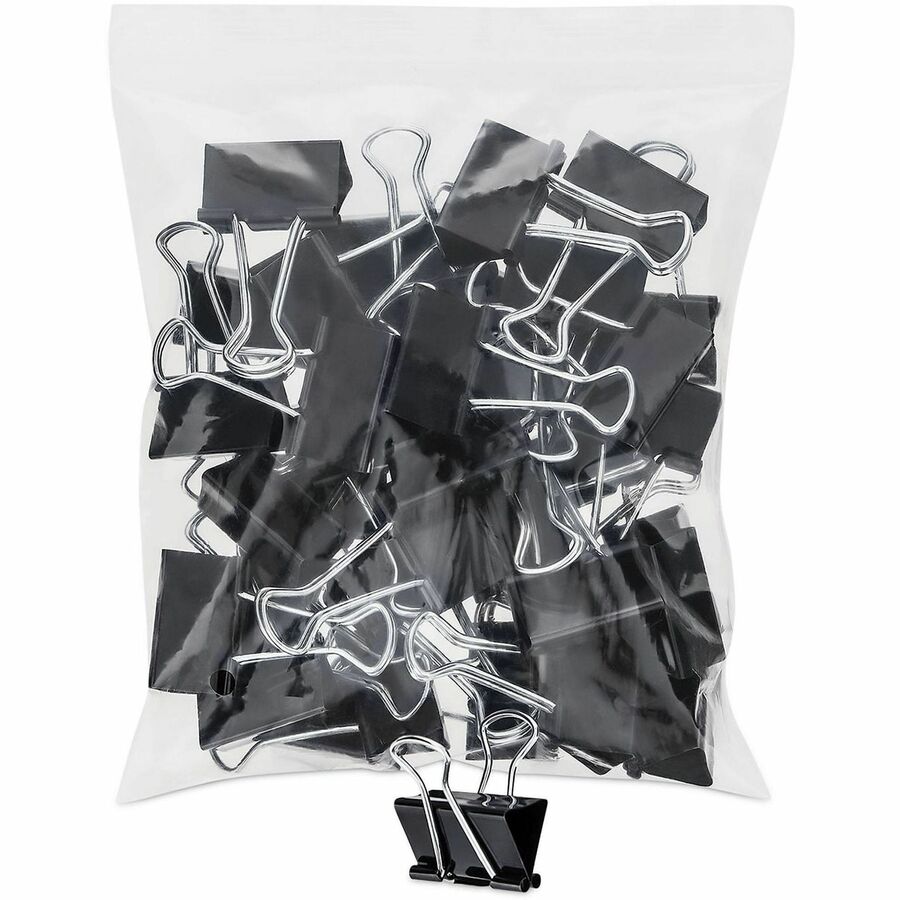Universal Binder Clip Zip-Seal Bag Value Pack, Medium, Black/Silver, 36/Pack - Medium - 1.3" Width - 0.63" Size Capacity