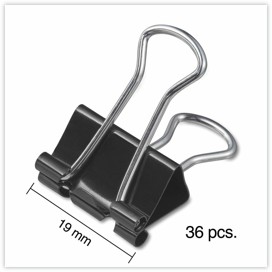 Universal Binder Clips Value Pack, Small, Black/Silver, 36/Box - Small - 0.7" Width - 0.38" Size Capacity - Black, Silve
