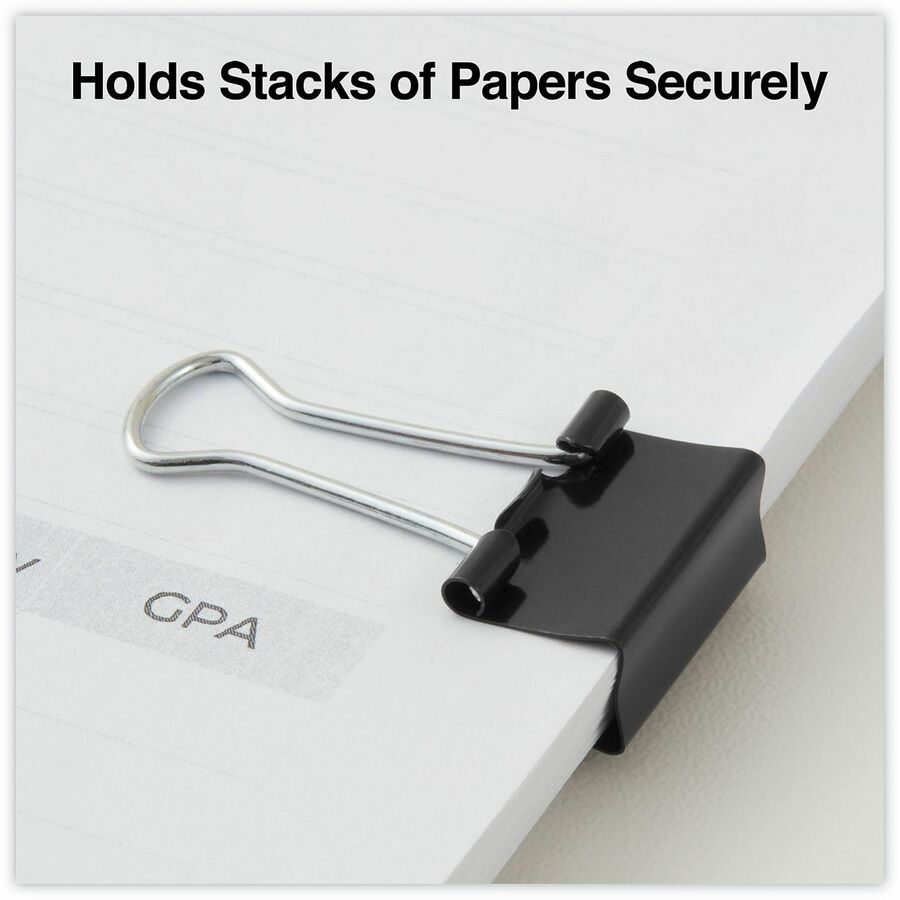 Universal Binder Clips Value Pack, Small, Black/Silver, 36/Box - Small - 0.7" Width - 0.38" Size Capacity - Black, Silve