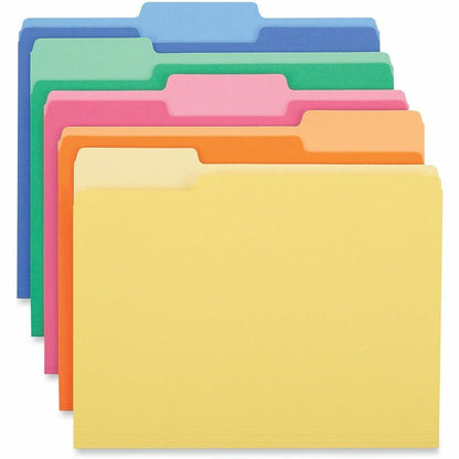 Universal 1/3 Tab Cut Letter Top Tab File Folder - 8 1/2" x 11" - 3/4" Expansion - Assorted Tab Position - 14 pt. - Stoc