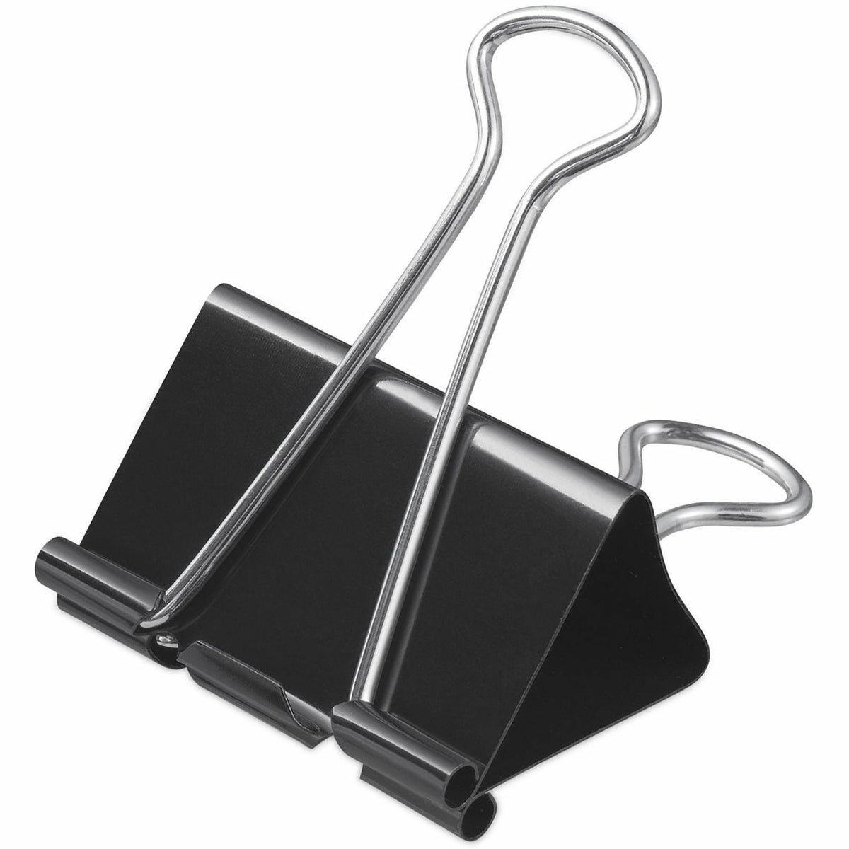 Universal Binder Clips with Storage Tub, Large, Black/Silver, 12/Pack - Large - 2" Width - 1" Size Capacity - Black, Sil