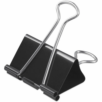 Universal Binder Clips with Storage Tub, Large, Black/Silver, 12/Pack - Large - 2" Width - 1" Size Capacity - Black, Sil
