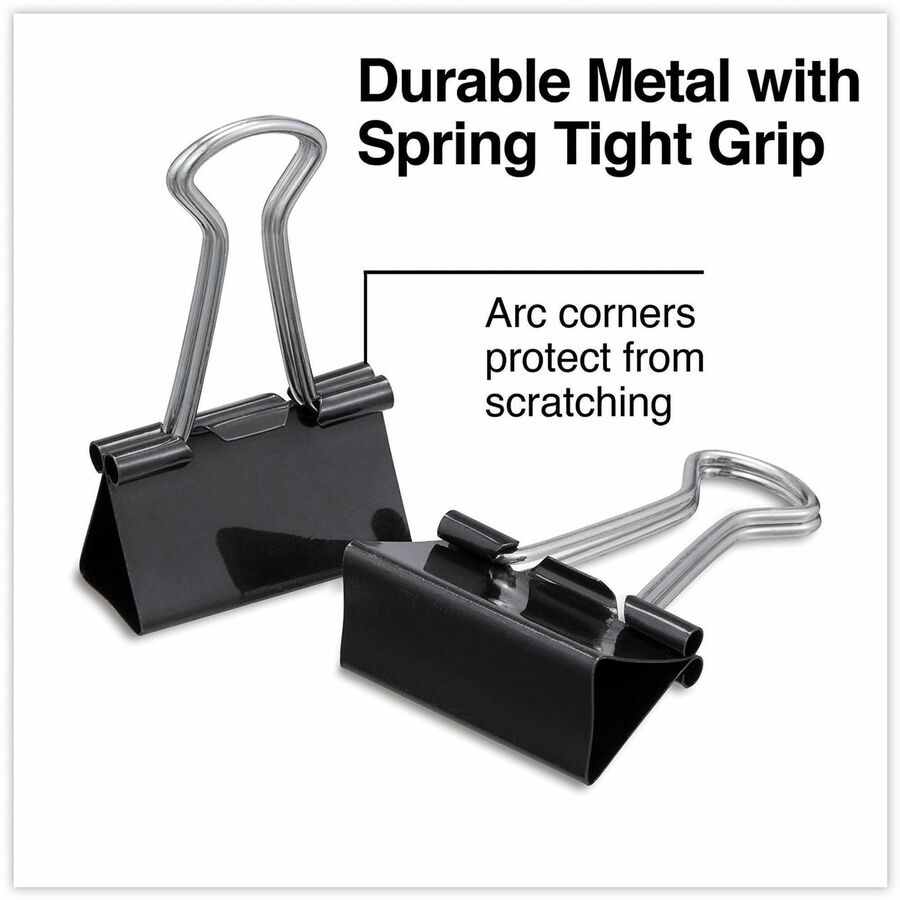 Universal Binder Clip - Assorted Sizes - 0.38" , 0.63" Size Capacity - Black, Silver - Metal, Steel Wire - 60 / Pack