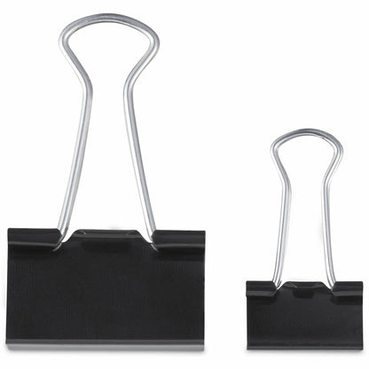 Universal Binder Clip - Assorted Sizes - 0.38" , 0.63" Size Capacity - Black, Silver - Metal, Steel Wire - 60 / Pack